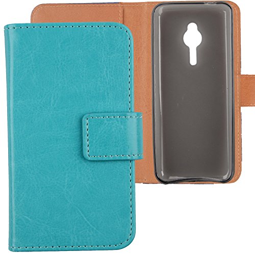 Gukas PU Leder Tasche Hülle Für Nokia Lumia 230 2.8" Handy Flip Design Brieftasche mit Karten Slots Schutz Protektiv Case Cover Etui Ski (Farbe: Blau) von Gukas