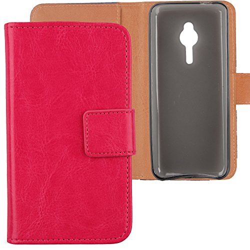 Gukas PU Leder Tasche Hülle Für Nokia Lumia 230 2.8" Handy Flip Design Brieftasche mit Karten Slots Schutz Protektiv Case Cover Etui Ski (Farbe: Rosa) von Gukas