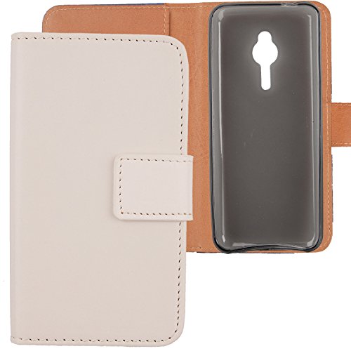 Gukas PU Leder Tasche Hülle Für Nokia Lumia 230 2.8" Handy Flip Design Brieftasche mit Karten Slots Schutz Protektiv Case Cover Etui Ski (Farbe: Weiss) von Gukas