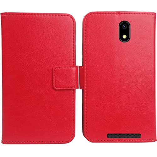 Gukas PU Leder Tasche Hülle Für TTfone TT20 Smart 3G 4" Handy Flip Lederhülle Handyhülle Brieftasche Schutz Case Cover Etui (Rot) von Gukas