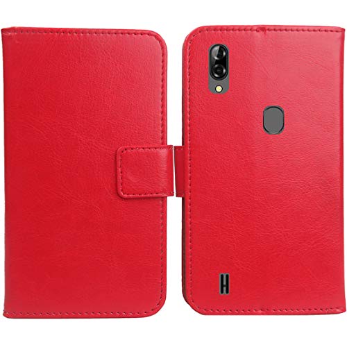 Gukas PU Leder Tasche Hülle TPU Silikon Schale Für Blackview A60 Pro / A60 Plus 6.08" Handy Flip Lederhülle Handyhülle Brieftasche Schutz Case Cover Etui (Rot) von Gukas