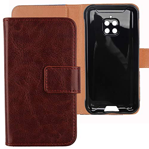 Gukas PU Leder Tasche Hülle TPU Silikon Schale Für Blackview BV4900 Pro / BV4900s 5.7" Handy Flip Lederhülle Handyhülle Brieftasche Schutz Case Cover Etui (Braun) von Gukas