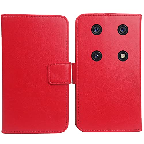 Gukas PU Leder Tasche Hülle TPU Silikon Schale Für CUBOT Max 3 6.95" Handy Flip Lederhülle Handyhülle Brieftasche Schutz Case Cover Etui (Rot) von Gukas