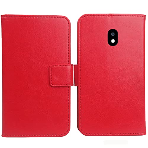 Gukas PU Leder Tasche Hülle TPU Silikon Schale Für Cat S42 / S42 H+ 5.5" Handy Flip Lederhülle Handyhülle Brieftasche Schutz Case Cover Etui (Rot) von Gukas