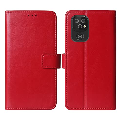 Gukas Premium Flip Book Stand Brieftasche Leder Tasche Schütz Hülle Handy Case Für Doro 8100/8110 / 8100 Plus 6.1" Business Abdeckung Wallet Cover Etui Holder (Rot) von Gukas