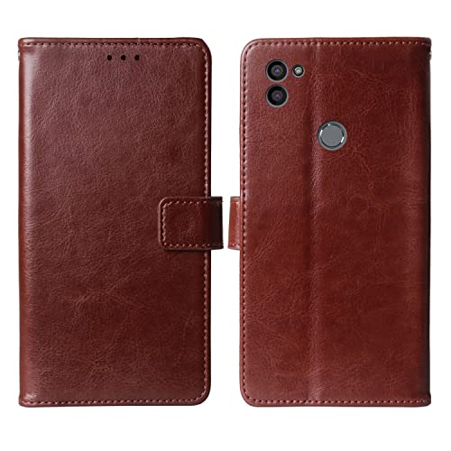 Gukas Premium Flip Book Stand Brieftasche Leder Tasche Schütz Hülle Handy Case Für Gigaset GS5 6.3" TPU Silikon Schale Business Abdeckung Wallet Cover Etui Holder (Braun) von Gukas