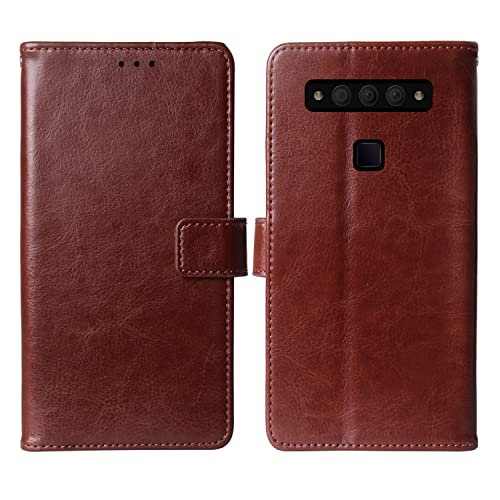 Gukas Premium Flip Book Stand Brieftasche Leder Tasche Schütz Hülle Handy Case Für TCL Plex 6.53" TPU Silikon Schale Business Abdeckung Wallet Cover Etui Holder (Braun) von Gukas