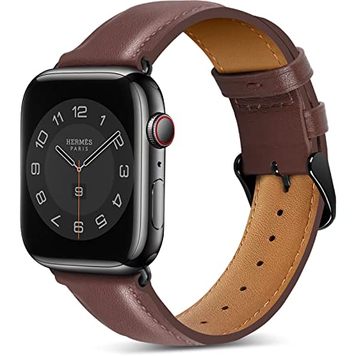 Gulemfy Kompatibel mit Apple Watch Armband - Leder Armband Retro 49mm 45mm 44mm 42mm 41mm 40mm 38mm Armbänder, Herren Damen Business Ersatzband für iWatch Band Serie Ultra SE 8/7/6/5/4/3/2/1 von Gulemfy