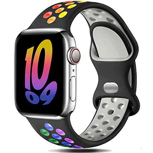 Gulemfy Kompatibel mit Apple Watch Armband - Sportarmband 44mm 42mm 45mm 49mm 38mm 40mm 41mm, Atmungsaktiv Silikon Armband Kompatibel mit iWatch Series Ultra SE/8/7/6/5/4/3/2/1 Herren Damen von Gulemfy