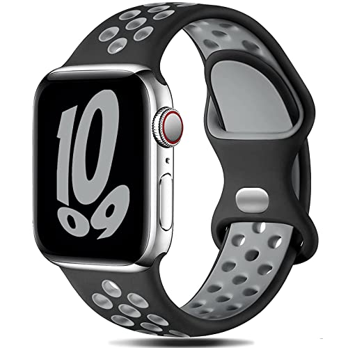 Gulemfy Kompatibel mit Apple Watch Armband - Sportarmband 44mm 42mm 45mm 49mm 38mm 40mm 41mm, Atmungsaktiv Silikon Armband Kompatibel mit iWatch Series Ultra SE/8/7/6/5/4/3/2/1 Herren Damen von Gulemfy