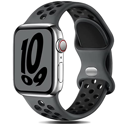 Gulemfy Kompatibel mit Apple Watch Armband - Sportarmband 44mm 42mm 45mm 49mm 38mm 40mm 41mm, Atmungsaktiv Silikon Armband Kompatibel mit iWatch Series Ultra SE/8/7/6/5/4/3/2/1 Herren Damen von Gulemfy