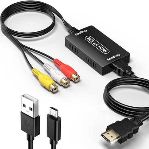 Gulemfy RCA auf HDMI Konverter, AV auf HDMI-Adapter, 1080P Composite CVBS AV zu Video Audio Konverter Mit HDMI-Kabel Unterstützung PAL/NTSC, für PS2 PS3 Xbox SNES N64 STB VHS VCR DVD Gulemfy RCA auf HDMI Konverter, AV auf HDMI-Adapter, 1080P Composite CVBS AV zu Video Audio Konverter Mit HDMI-Kabel Unterstützung PAL/NTSC, für PS2 PS3 Xbox SNES N64 STB VHS VCR DVD von Gulemfy