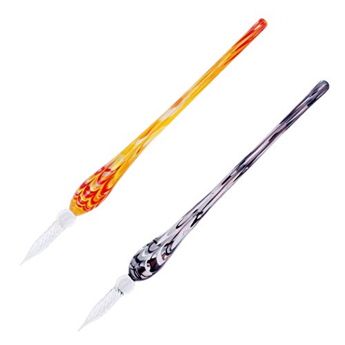 Gullor 2 Stück Glas Dip Pen Vintage Handgemachte Glas Signature Pen - Mehrfarbig C von Gullor