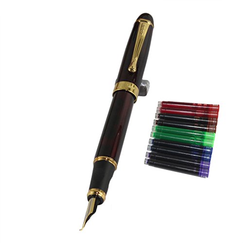 Gullor 450 Bent Feder Fountain Pen dunkelrot mit 5 Farb Gullor Tintenpatronen von Gullor