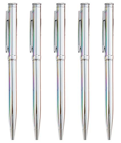 Gullor 5 Stück Druckkugelschreiber, Metallstifte für Geschenk, Business, Büro, 1,0 mm mittlere Spitze, schwarze Tinte, Silber Gullor 5 Stück Druckkugelschreiber, Metallstifte für Geschenk, Business, Büro, 1,0 mm mittlere Spitze, schwarze Tinte, Silber von Gullor