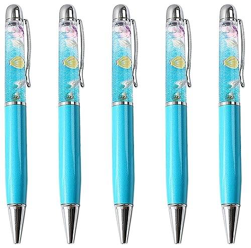 Gullor 5 Stück Druckkugelschreiber Bling Dynamic Floating Liquid Sand Glitter Pen Ocean Series von Gullor