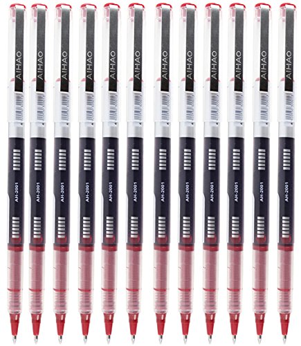 Gullor AIHAO halten rollenden Ball Stifte, 0.5mm Punkt, roter Tinte, 12er-Pack (AH-2001) von Gullor