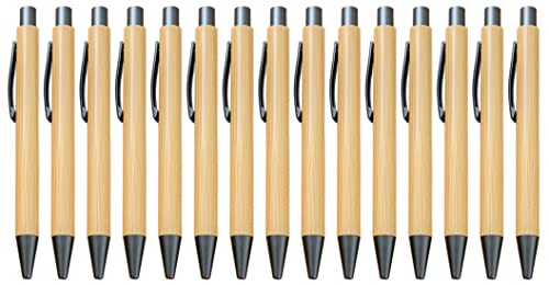 Gullor Druckkugelschreiber aus natürlichem Bambus, nachhaltige Stifte für Tagebuch, Schreiben, Bürobedarf, umweltfreundliche Stifte, 15 Stück von Gullor