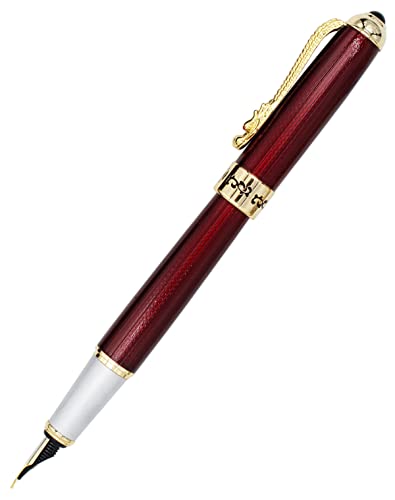 Gullor Füller mit Tintenkonverter, Golden Dragon Clip, Executive Pen für glattes Schreiben, feine Feder, rot Gullor Füller mit Tintenkonverter, Golden Dragon Clip, Executive Pen für glattes Schreiben, feine Feder, rot von Gullor