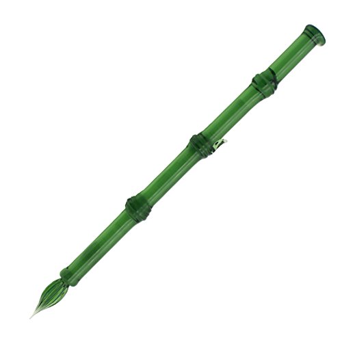 Gullor Glasfederhalter Bambus Form Handgefertigtes Glas Unterschrift Pen Kristall Dip-Zeichen-Feder-Geschenk-Feder, Grün von Gullor