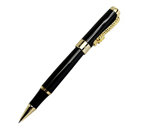 Gullor Luxus Tintenroller Jinhao 1200 schwarz mit goldenen Drachen Clip sch?nes Geschenk Stift von Gullor