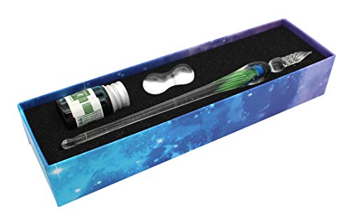 Gullor Quallen-Glas Dip Pen, Borosilikatglas Signature Pen Crystal Dip Sign Pen Ink Set, grün von Gullor