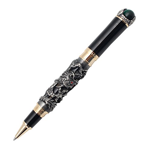 Gullor Retro Kultur Jinhao Tintenroller Silber Drachenk?nig Spiel Perle Muster Stift von Gullor
