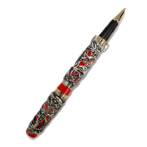 Gullor Tintenroller Drachen/Loong & Phoenix antikes Silber und rote Schraube Stift von Gullor