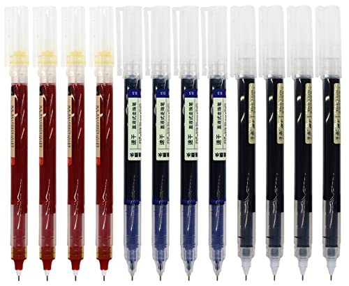 Gullor Tintenroller mit flüssiger Tinte, 0,5 mm feine Spitze, schnell trocknende Stifte zum Schreiben, Notizen und Zeichnen, 3 Farben Tinte, 12 Stück von Gullor