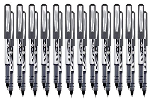 Gullor Vision Stick Fine Point Tintenroller, 0,5 mm Flüssigtinte schnell trocknende Stifte zum Schreiben, schwarze Tinte, 24 Stück von Gullor