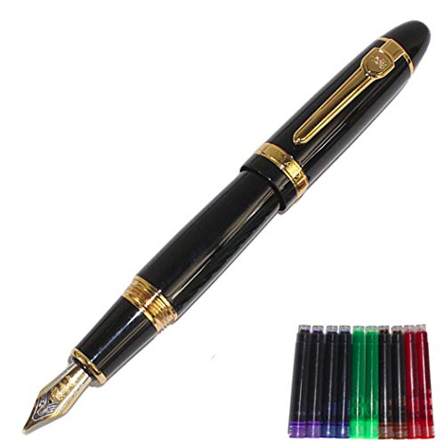 Jinhao 159 Fountain Pen mit Original-Feder-Beutel und 5 Farb Gullor Tintenpatrone - Schwarz von Gullor