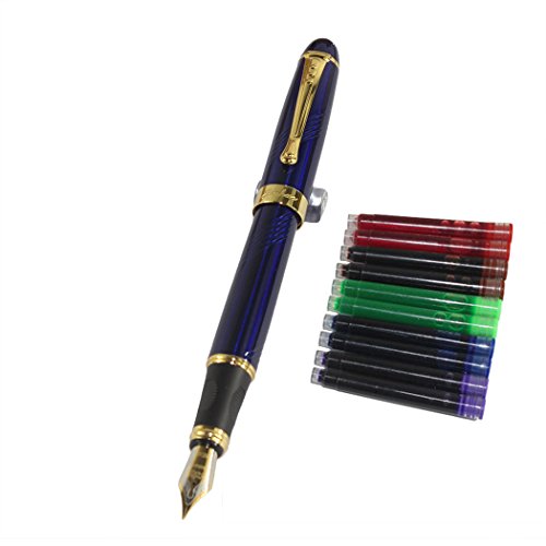 Jinhao 450 Normale Feder Fountain Pen Dunkelblau mit 5 Farb Gullor Tintenpatronen von Gullor