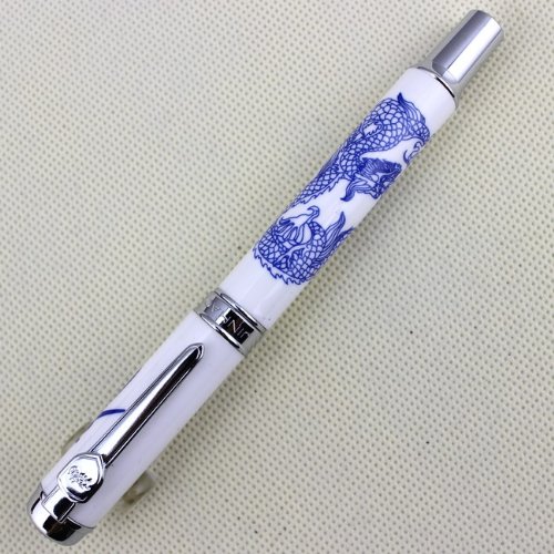 Luxus-Füllfederhalter Jinhao 950 blau und weiß Porzellan-Drache Medium Nib 18kgp von Gullor