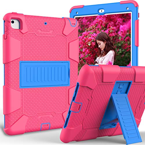 Schutzhülle für iPad 9.7 2018/2017, 3-lagige Hybrid-Schutzhülle, robust, mit Standfunktion, Displayschutz und Kamera-Fallschutz, stoßabsorbierend Pink Rose/Blue von GuluGuru