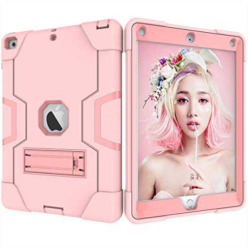 Schutzhülle für iPad 9.7 2018/2017 [stoßfeste Hybrid-Hülle] 3 Schichten Kunststoff und Gummi, strapazierfähig, mit Ständer, Full Body Armor Defender, Drop Proof Pink RoseGold von GuluGuru