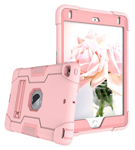Schutzhülle für iPad Mini 4 / iPad Mini 5 (2019), stoßfest, Hybrid-Hülle, 3 Schichten Kunststoff und Gummi, strapazierfähig, mit Standfunktion, Schutz für den gesamten Körper, Fallsicher Pink RoseGold von GuluGuru