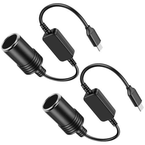 2 Stück USB C auf Zigarettenanzünder 12v,Vielseitiges Zigarettenanzünder USB C Adapter,für Auto Ladegerät,GPS,Dash Cam(schwarz) von Guniata