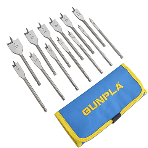 Gunpla 13tlg. Professional Flachfräsbohrer Set 6-32mm, 1/4" Sechskantschaft, Holzbohrer Flachsenker für Weich- und Hartholz, in Rolltasche Gunpla 13tlg. Professional Flachfräsbohrer Set 6-32mm, 1/4" Sechskantschaft, Holzbohrer Flachsenker für Weich- und Hartholz, in Rolltasche von Gunpla