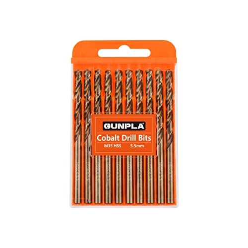 Gunpla M35 HSS Cobalt Bohrer Set 5.5MM 10-tlg. Spiralbohrer Stahlbohrer Eisenbohrer Metallbohrer Set für Edelstahl, Aluminium, Hartplastik und Hölzern Gunpla M35 HSS Cobalt Bohrer Set 5.5MM 10-tlg. Spiralbohrer Stahlbohrer Eisenbohrer Metallbohrer Set für Edelstahl, Aluminium, Hartplastik und Hölzern von Gunpla