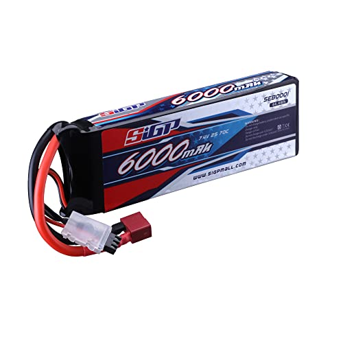 SIGP 2S Lipo Akku 7,4V 6000mAh 70C Soft Pack mit Deans T Stecker für RC Auto LKW Boot Tank Fahrzeuge Racing Hobby von Guoml