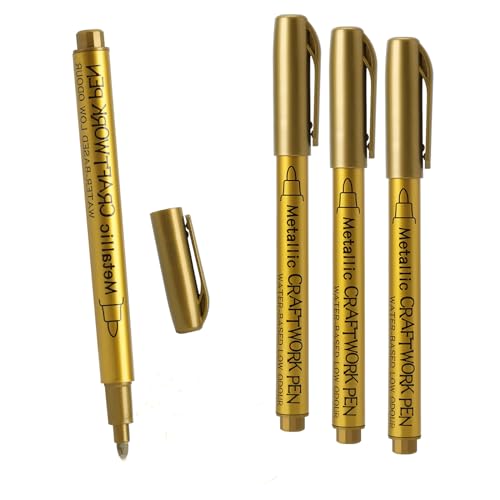 Guouet Gold Metallic Marker Pens, 3pcs Gel Ink Pens mit Feiner Spitze, Glitzernde Permanent Marker, Gloss-Effekt, für Malen und Basteln von Guouet