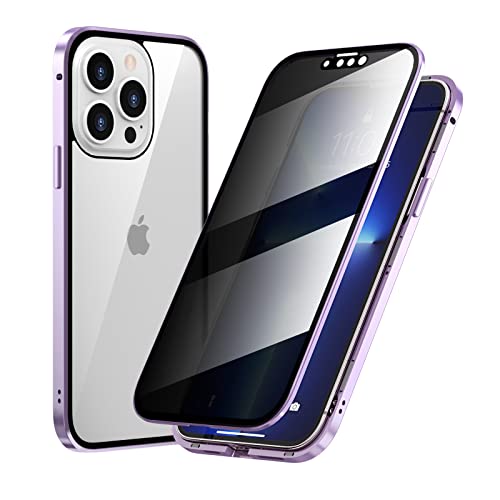 Guppy Anti Peeping Hülle Kompatibel mit iPhone 16 Pro - Magnetische Glashülle mit integriertem Kameraobjektivschutz & Sichtschutz - Lila von Guppy