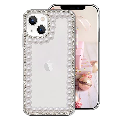 Guppy Kompatibel mit iPhone 15 Plus Frauen Mädchen Bling Diamant Perle Hülle Luxus Glitzer Handgemachte Strasssteine Weiches Silikon Gummi Sparkly Shiny Schutzhülle für iPhone 15 Plus 6,7 Zoll Klar von Guppy