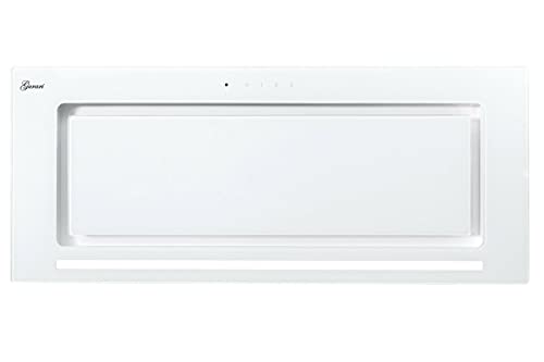 GURARI Deckenhaube GCH E 217 WH 90 PRIME inkl. Umluftset, Einbau Dunstabzugshaube 90 cm, in Weiß,Weiß Glas, 1000m³/h,LED Streifen,Abzugshaube,Abufthaube,Umlufthaube,Fernbedienung von Gurari