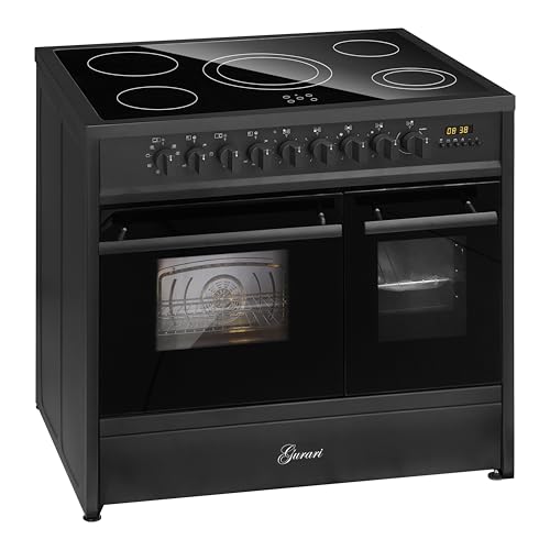 GURARI Elektro Standherd GCH E 912 DF BL Glaskeramik Herd 90 cm Schwarz Range Cooker Elektro Doppelbackofen, 5 Zonen mit den High Light Heizelementen GURARI Elektro Standherd GCH E 912 DF BL Glaskeramik Herd 90 cm Schwarz Range Cooker Elektro Doppelbackofen, 5 Zonen mit den High Light Heizelementen von Gurari