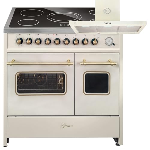 GURARI Elektro-Standherd GCH E 912 DF Cr r+GCH 461 BG 9, Elektro Standherd 90 cm mit 1-fach-Teleskopauszug, Doppelbackofen+Dunstabzugshaube 90cm GURARI Elektro-Standherd GCH E 912 DF Cr r+GCH 461 BG 9, Elektro Standherd 90 cm mit 1-fach-Teleskopauszug, Doppelbackofen+Dunstabzugshaube 90cm von Gurari