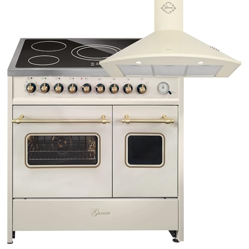 GURARI Elektro-Standherd GCH E 912 DF Cr r+GCH C 046 BG 9, Elektro Standherd 90 cm mit 1-fach-Teleskopauszug, Doppelbackofen+Dunstabzugshaube 90cm GURARI Elektro-Standherd GCH E 912 DF Cr r+GCH C 046 BG 9, Elektro Standherd 90 cm mit 1-fach-Teleskopauszug, Doppelbackofen+Dunstabzugshaube 90cm von Gurari