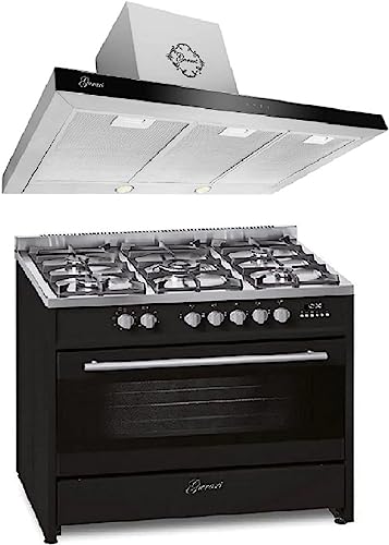 GURARI Gas Elektro Standherd GCH E 911 BL +GCH F 462 IS 9 Prime 90 cm/Range Coocker / 121L / 8 Funktionen/Erd-/Propangas + Dunstabzugshaube 90 cm 1000m³/h Wandhaube in Edelstahl/Schwarzglaspanell GURARI Gas Elektro Standherd GCH E 911 BL +GCH F 462 IS 9 Prime 90 cm/Range Coocker / 121L / 8 Funktionen/Erd-/Propangas + Dunstabzugshaube 90 cm 1000m³/h Wandhaube in Edelstahl/Schwarzglaspanell von Gurari
