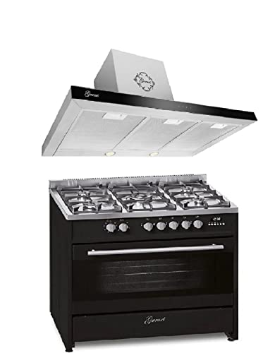GURARI Gas Elektro Standherd GCH E 911 BL +GCH F 462 IS 9 Prime 90 cm/Range Coocker / 121L / 8 Funktionen/Erd-/Propangas + Dunstabzugshaube 90 cm 1000m³/h Wandhaube in Edelstahl/Schwarzglaspanell GURARI Gas Elektro Standherd GCH E 911 BL +GCH F 462 IS 9 Prime 90 cm/Range Coocker / 121L / 8 Funktionen/Erd-/Propangas + Dunstabzugshaube 90 cm 1000m³/h Wandhaube in Edelstahl/Schwarzglaspanell von Gurari