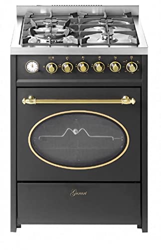 GURARI Gas Standherd 60 cm GCH G 614 BR Gasherd mit Gasbackofen | Gasgrill | Drehspieß | Elektro-Analog-Timer mit STOP-Funktion | Schublade mit Push-Pull | Gas Control | Range Cooker Erdgas/Propan von Gurari